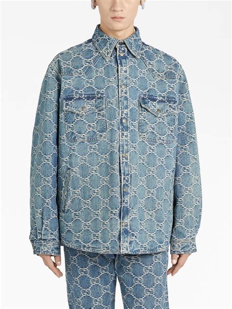 gucci denim jacket 2021|GG jacquard denim jacket in white .